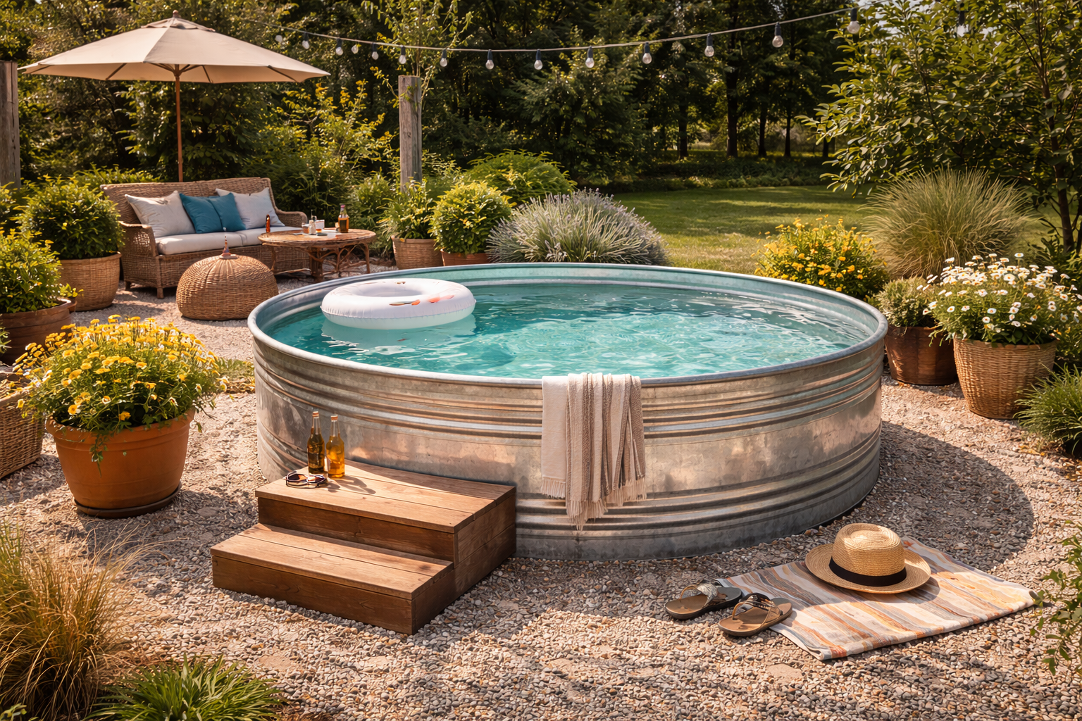 Piscine Abreuvoir Galvanisé 3000L Piscine Abreuvoir Galvanisé 3000L