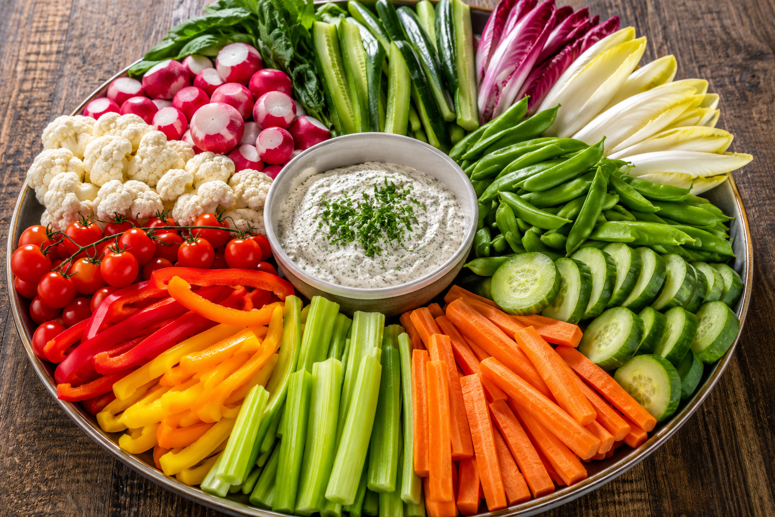 Réussissez votre plateau de crudités pour 20 personnes : calculez les volumes, maîtrisez les découpes et créez des sauces maison pour un buffet frais.